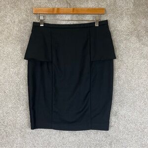 Zara Basic Skirt Womens Medium Black Pencil Zip Knee Length Cotton Blend- 9521*